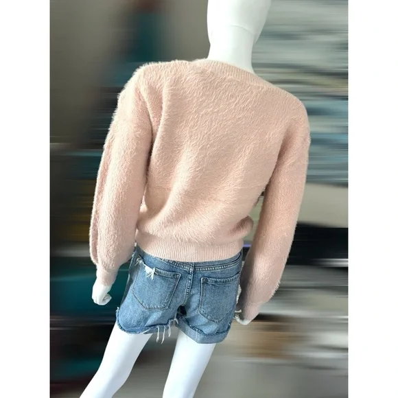HEM & THREAD Beautiful blush button up cardigan S M L - Picture 4 of 7
